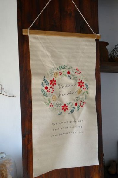 画像1: 刺繍タペストリー　L　リース (1)