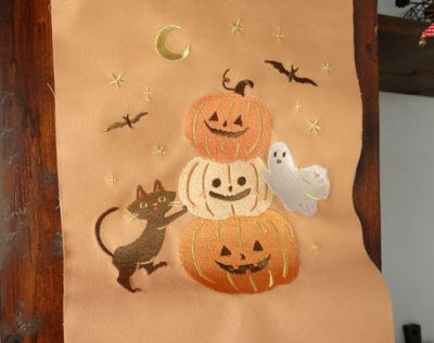 画像1: 刺繍タペストリーL　ハロウィンオールスター